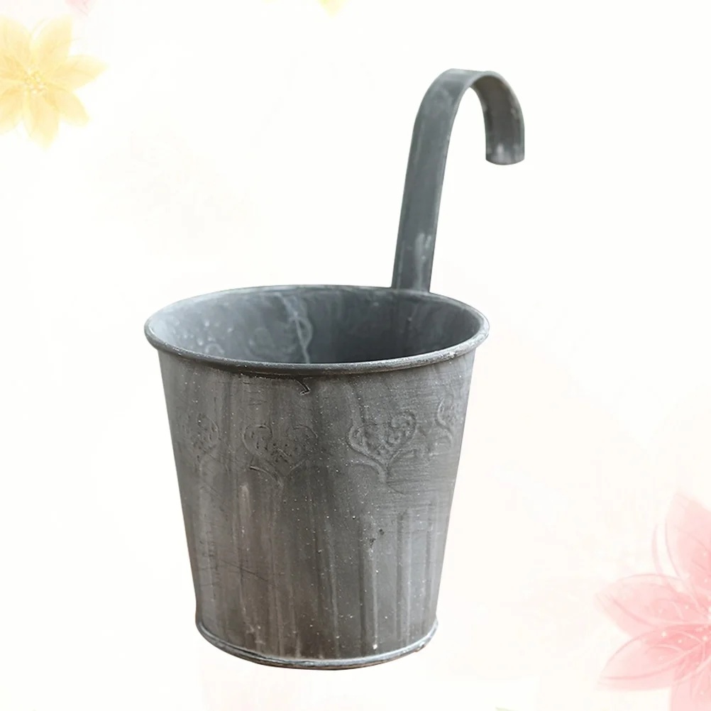 

Pack of 2 Handicraft Metal Vintage Decorative Old Iron Tin Flower Bucket Hanging Pot