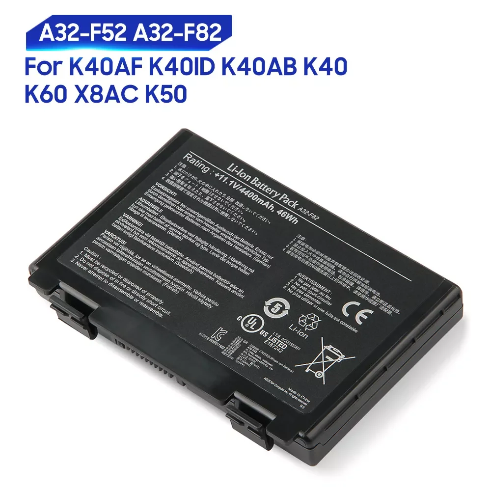 

NEW2022 Original Replacement Battery For ASUS K60 K50 K40 K40AF K40ID K40AB X8AC A32-F52 A32-F82 Genuine Laptop Battery 4400mAh