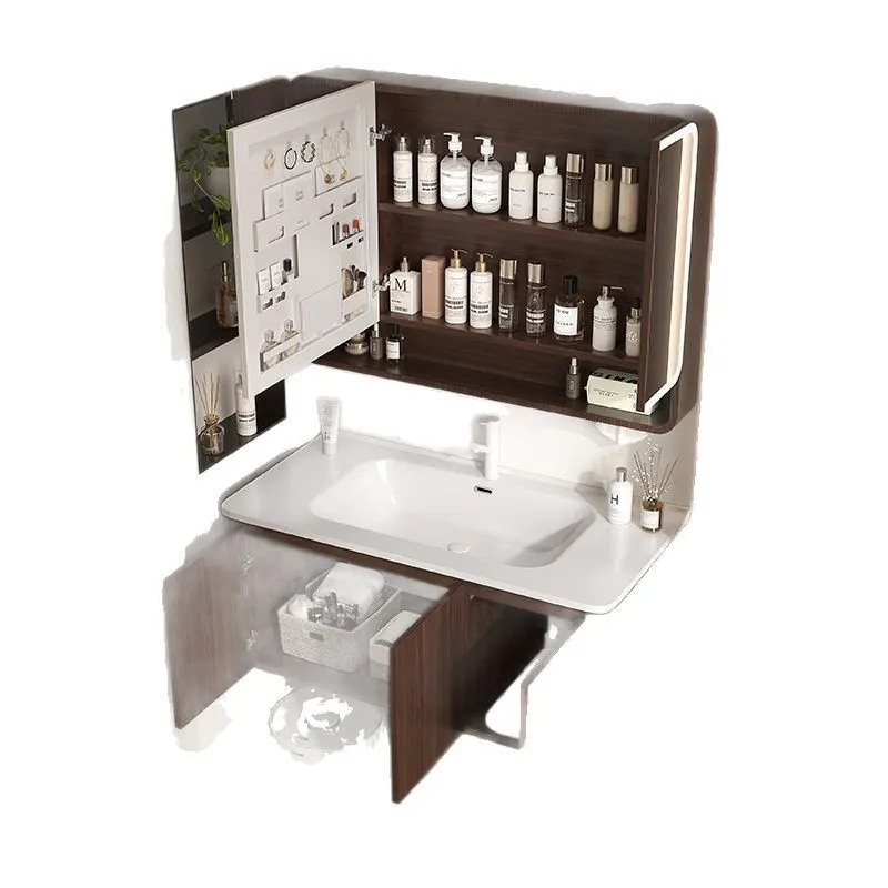 Ореховый сотовый алюминиевый дуговой шкаф для ванной комнаты керамический