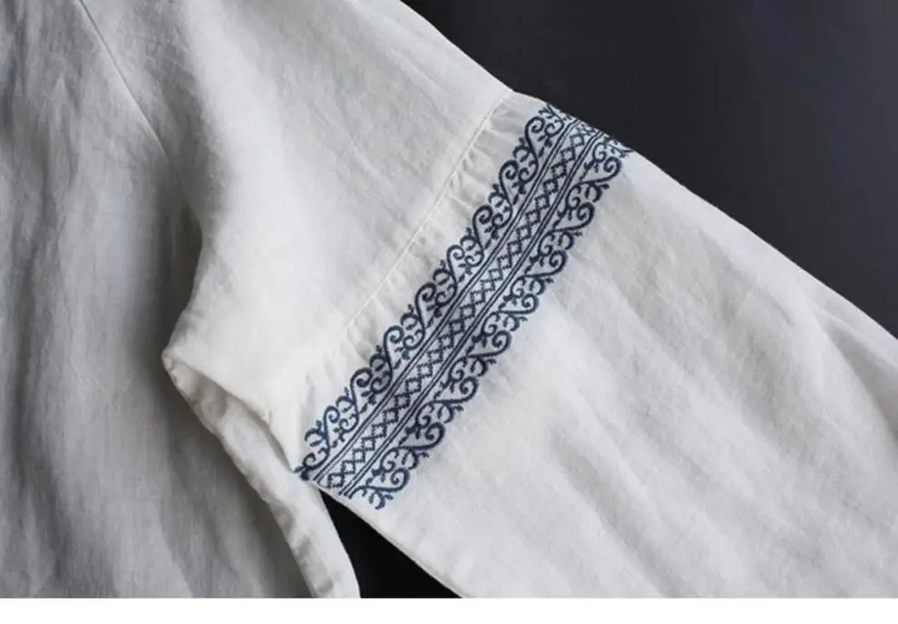 Блузки и рубашки с винтажной вышивкой для женщин хлопковые повседневные длинным