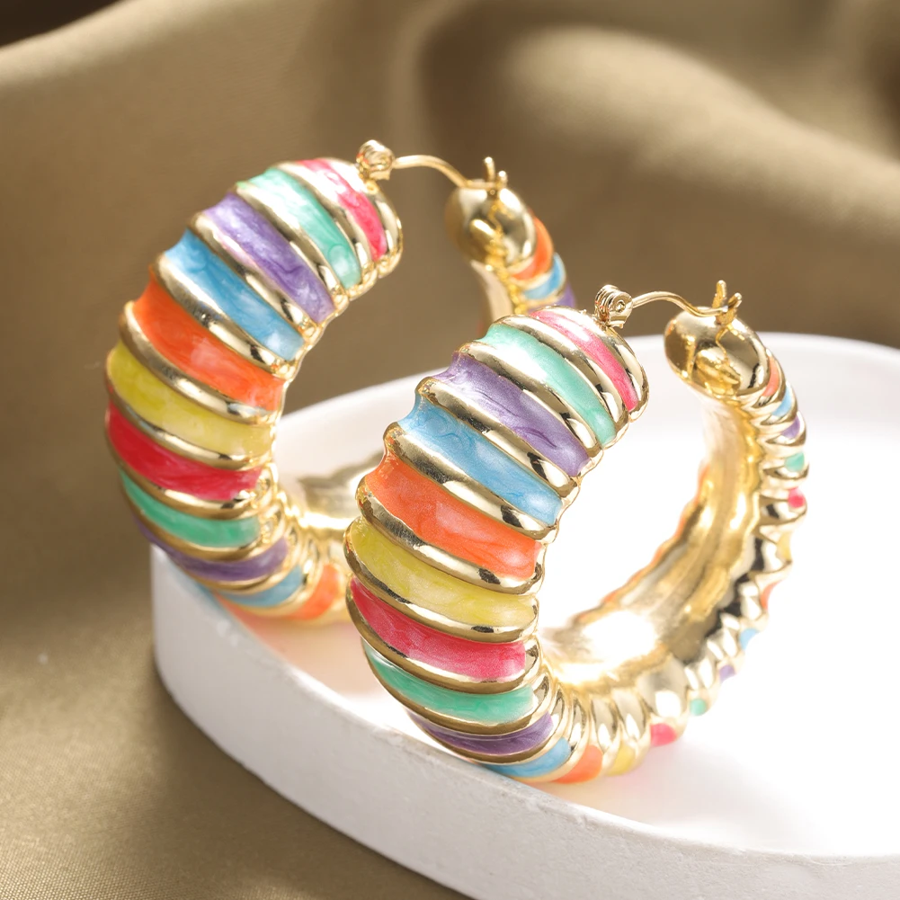 Новые модные серьги SophiaXuan, женские яркие масляные серьги-капли, модные ювелирные изделия, круглые большие кольца, серьги в подарок