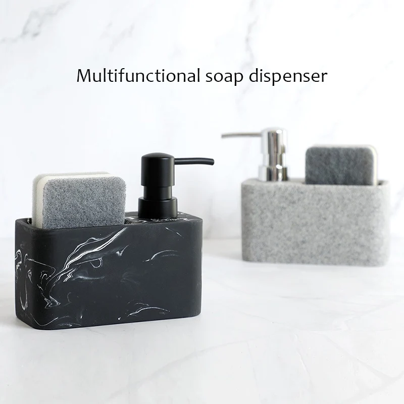 

Modern European Design Liquid Soap Dispenser and Sponge Holder Multipurpose Kitchen Sink Soap Dispenser for Bathroom Countertop