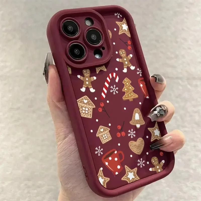 Фото Милый чехол для телефона с рождественским узором для iPhone 18 17 Pro Max 16 Plus 15 14 13 12 11 Pro Max XS X 7 8 Plus SE 2022 16E. №3