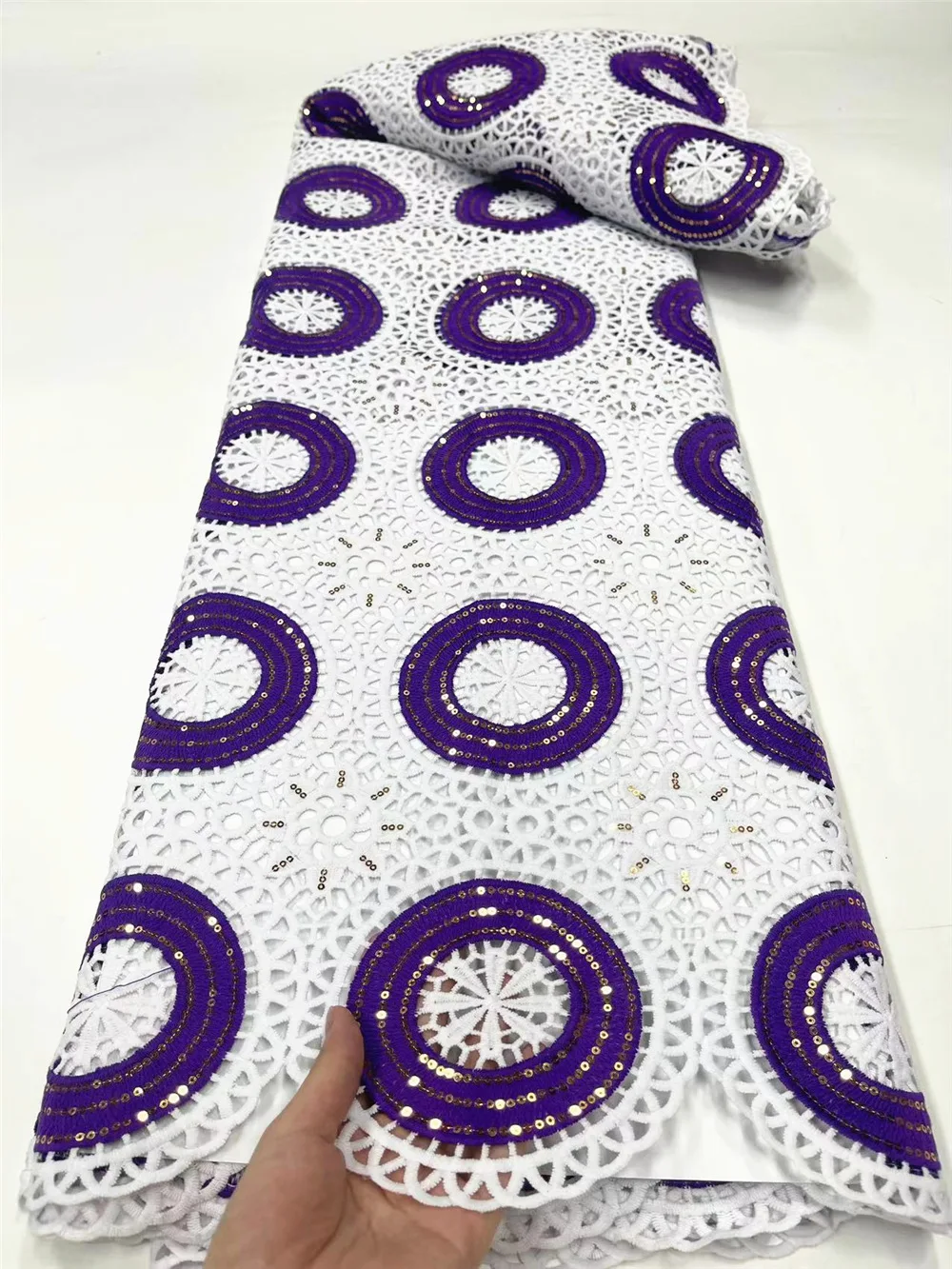 Полностью белые блестки Африканский шнур кружевная ткань женская последняя