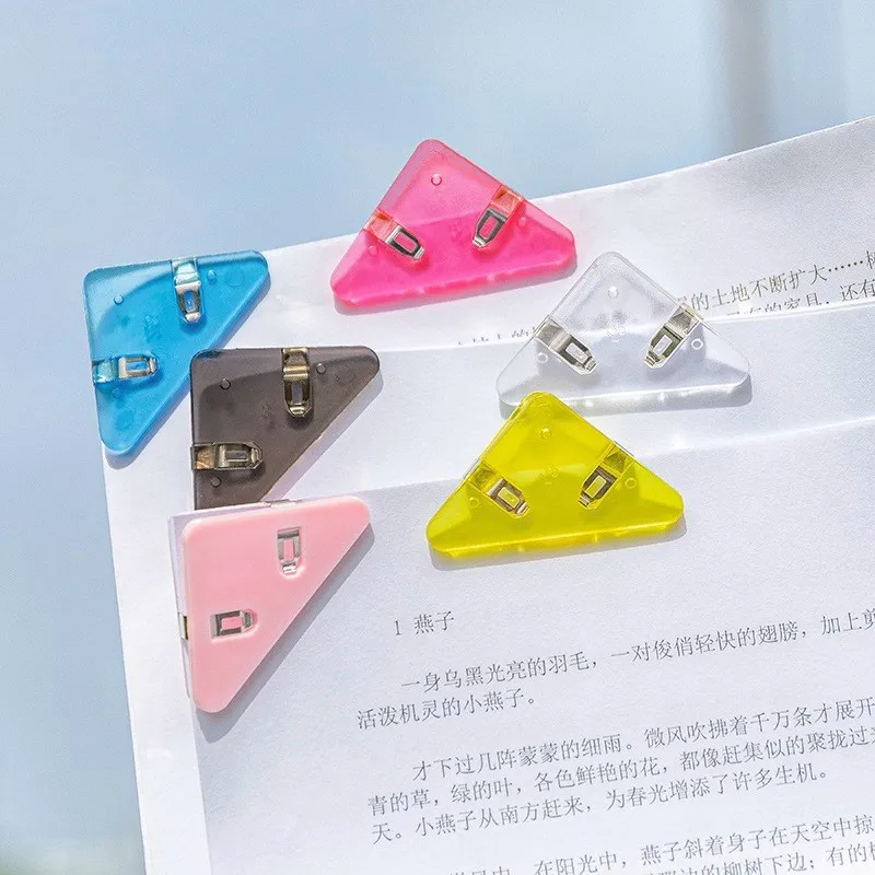 

10pcs Paper Clip Triangle Kawaii Page Holder File Index Corner Clips Clamp Korean Stationery School Office Desk Organizer