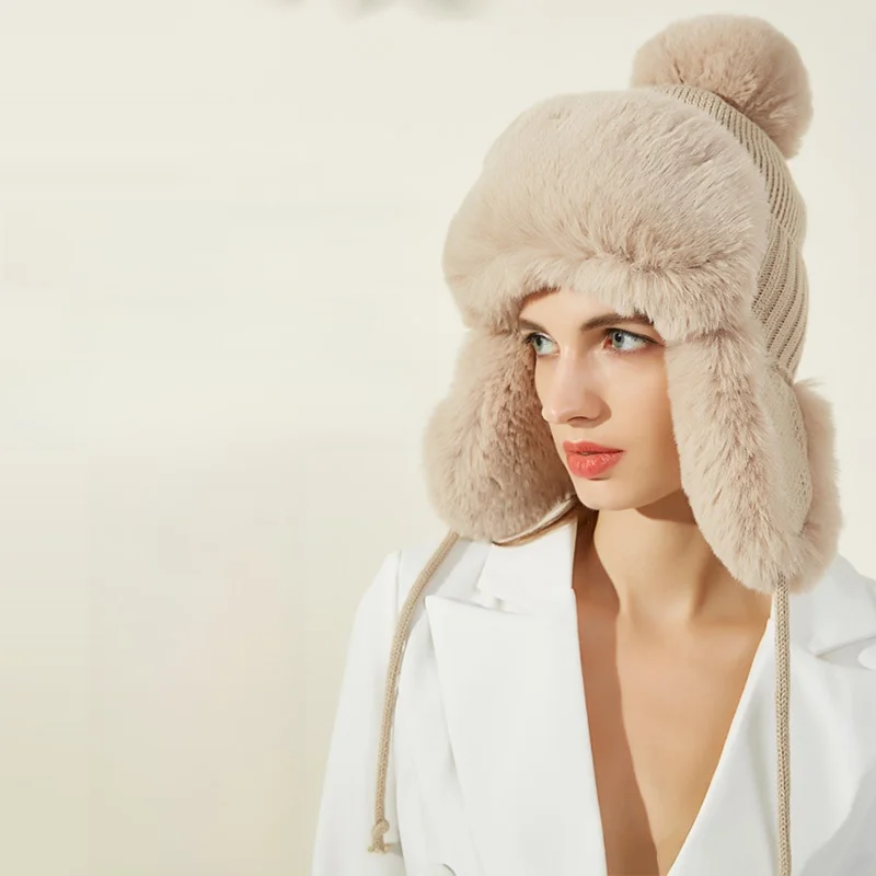 VEC флисовая модная шапка Lei Feng женская зимняя вязаная на флисовой подкладке