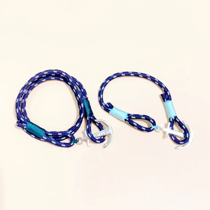 Браслет Hope Anchor плетеная веревка темно-зеленые светло-голубые ювелирные изделия