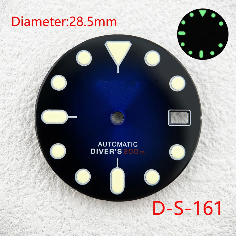 NH35 White Seik Mod Dial S Logo Green Luminous Watch Faces Hands Custom Replacement for DIY Automatic Movements Spare Parts