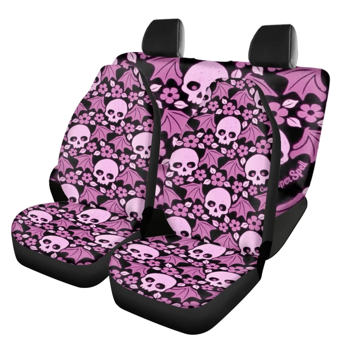 

Car Seat Cover Set Gothic Skull Design for Women Universal Truck Sedan Elastic Front Back Seat Cover Car Accesorios Para