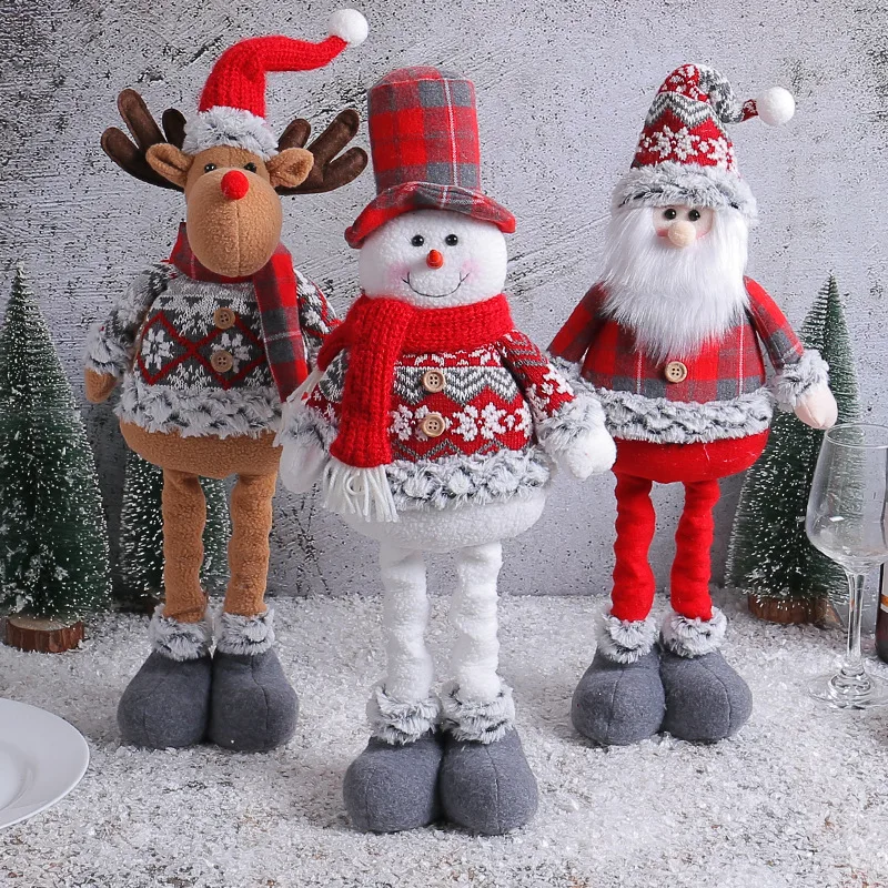 

50cm Christmas Telescopic Doll Santa Elk Snowman Standing Doll Merry Christma Gifts For Kids Xmas Ornaments Happy New Year 2024