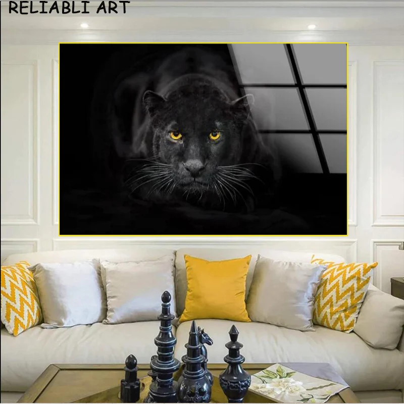 Модная животная крутая властная Черная пантера настенная Картина на холсте