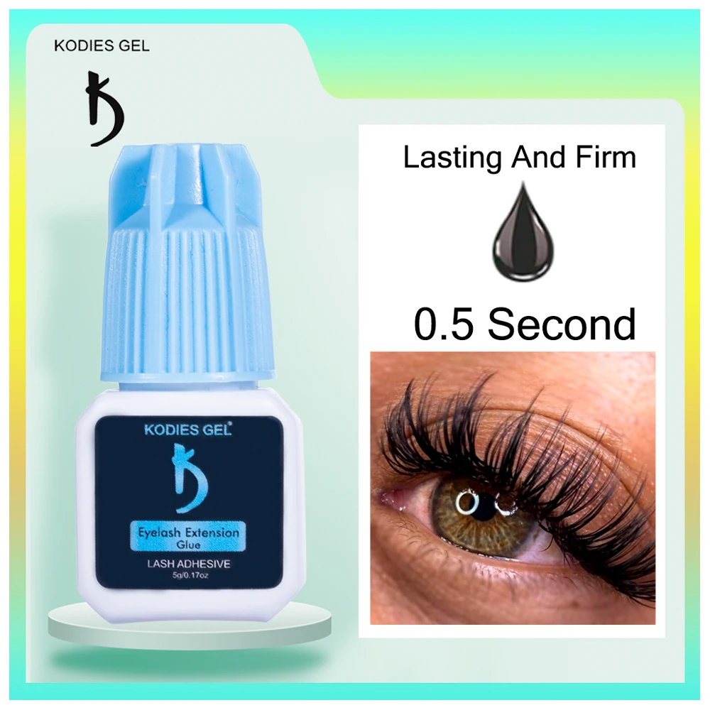 

KODIES GEL Eyelash Glue Makeup Tools 0.5s Fast Dry Strong Professional Lash Glue Extension 5g Semi Permanent Retention 45 Days