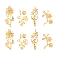 20pcs stainless steel stamping flower leaf charms necklaces bracelets pendants decoration accessories diy jewelry gifts