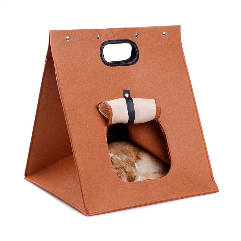 

Многофункциональная портативная сумка-переноска для домашних животных, складная кровать для собак, теплый коврик, подушка, фетровый домик ...