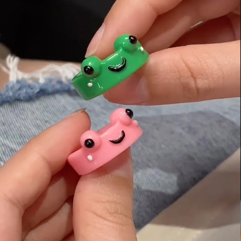 

Cartoon Frog Rings for Girls Fashion Cute Resin Women Men Ring Acrylic Animal Jewelry Best Friends Couple Anillo Bijoux