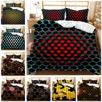 3d geometric patterns printed softly bedding set stereoscopic dense hole warmly queen king size duvet cover with 2 pillow case