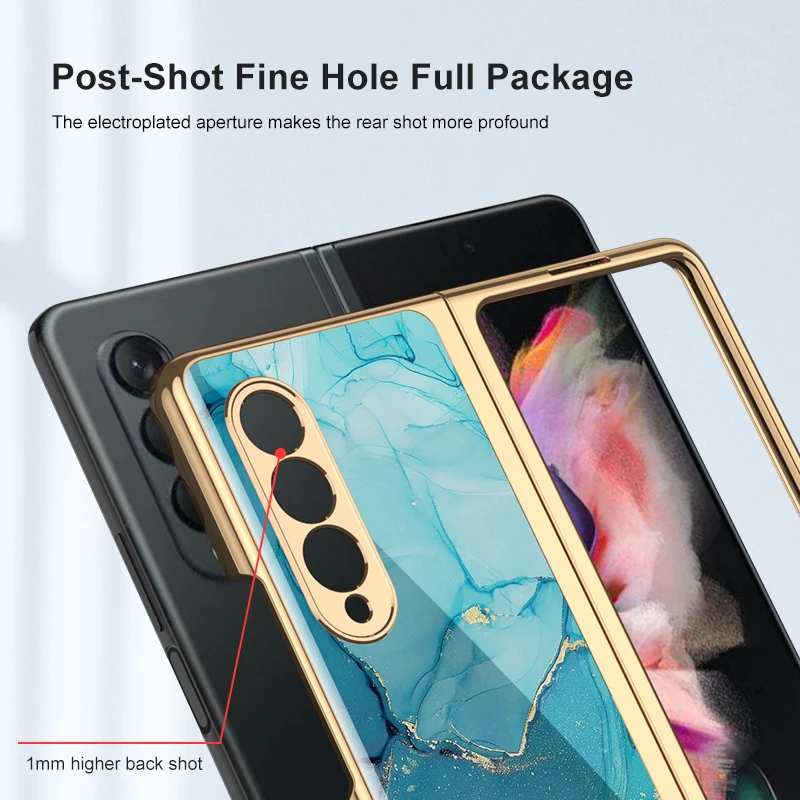 Роскошный чехол из закаленного стекла для Samsung Galaxy Z Fold 3 5G с пластиковой рамкой