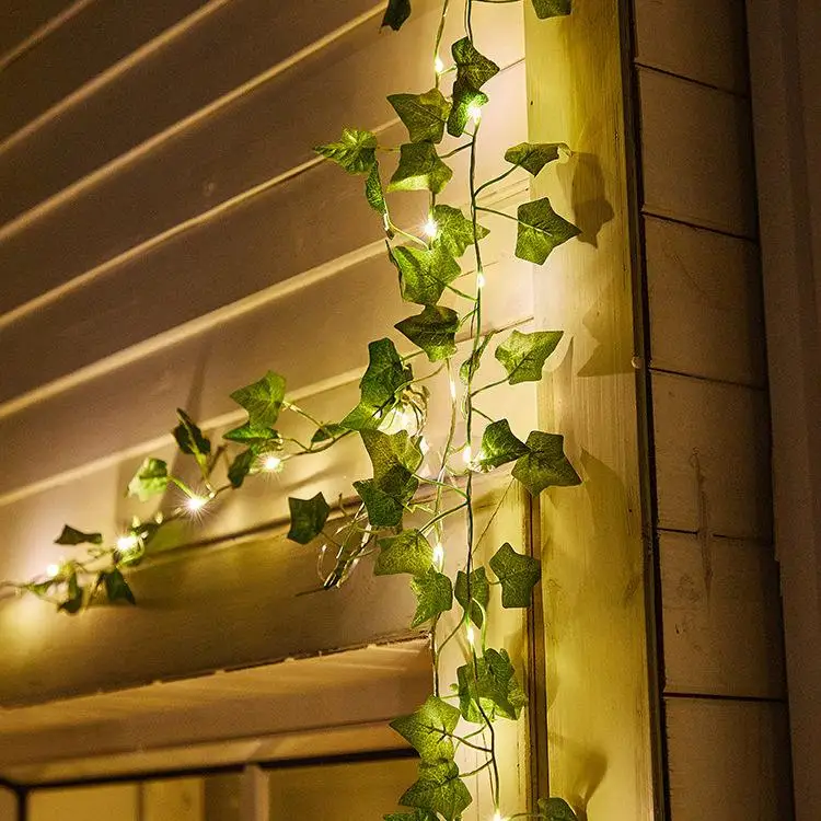 

LED Vine String Lights Ivy Lights Outdoor Artificial Green Plant Decoration Maple Leaf Lamp DIY Hanging Battery Powered Light