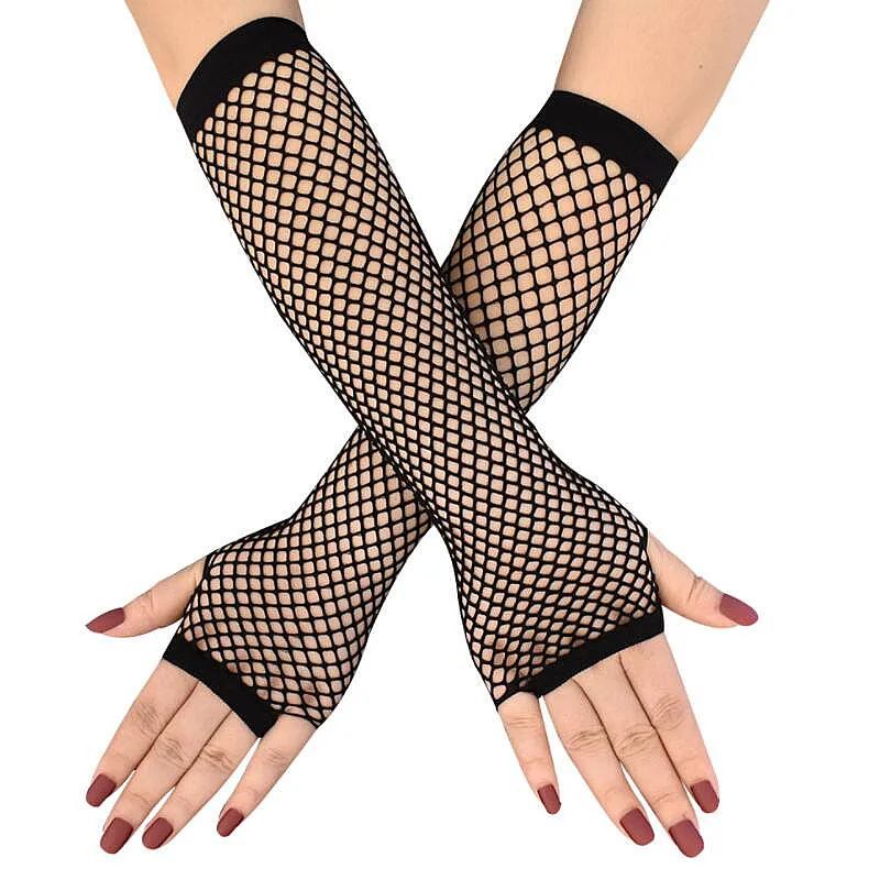

Sexy Elastic Fishnet Mesh Gloves For Women Girls Party Fashion Elegant 8 Colors Hot Punk Dance Hollow Fancy Long Finger Gloves
