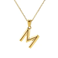 gold initial letter pendants necklace stainless steel three dimensional 26 letters pendants charm necklaces women jewelry