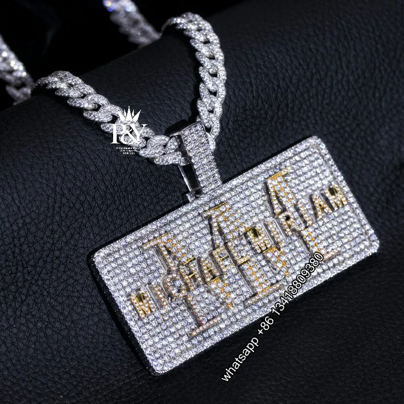 JEWE Customized Iced Out Pendant 925 sliver Def Moissanite Diamond Hip Hop Pendant Rapper Decoration Jewelry