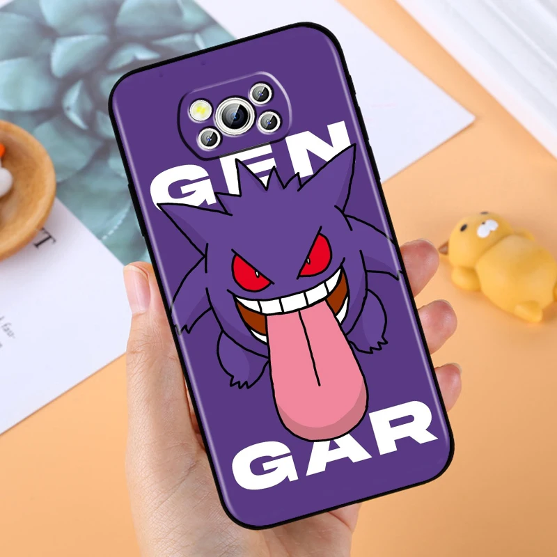 P-Pokemons G-Gengguis мультфильм для Xiaomi Mi Poco F5 F4 F3 X6 X5 X4 X3 M6 M5 M5S M4 M3 C65 Pro GT NFC черный чехол