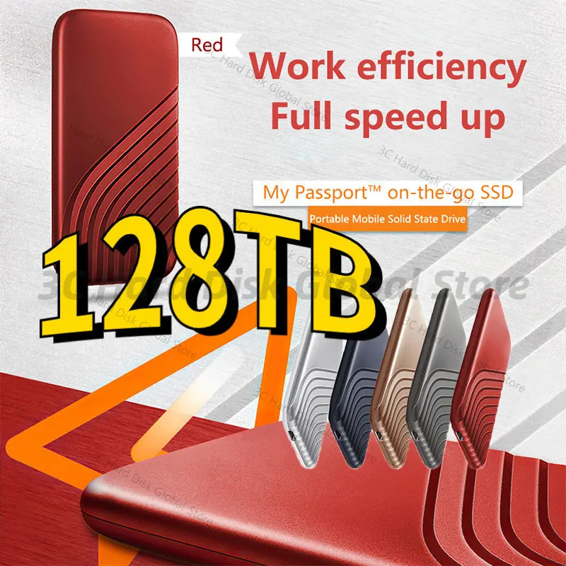 

Mobile New 128TB SSD Flash Solid State Drive External USB Type-C High Speed USB3.1 Data Storage Portable Hard Disks Disco Duro