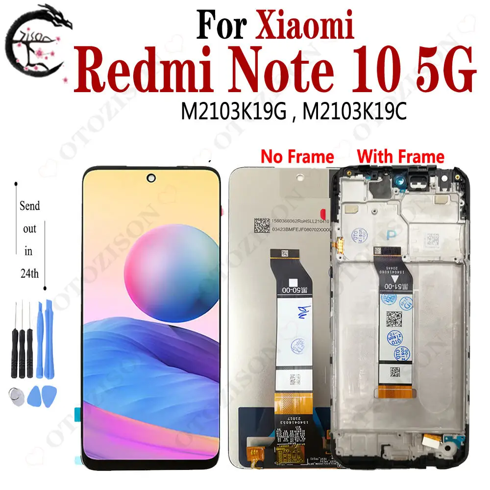 6 5-дюймовый дисплей для Xiaomi Redmi Note 10 5G ЖК-дисплей с рамкой M2103K19G M2103K19C сменный