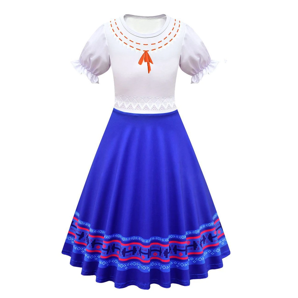 Disney ENCANTO Cosplay Costume Louisa Charm Biggest Power Girls Friendly Short Sleeve Dress Summer 1/TWO Pieces Children Clothes