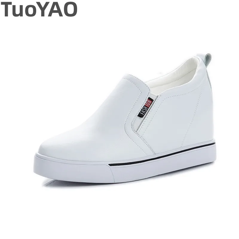 

Женские ботильоны из натуральной кожи, на толстой подошве, без застежки, на скрытом каблуке, сезон осень-весна, 7,5 см