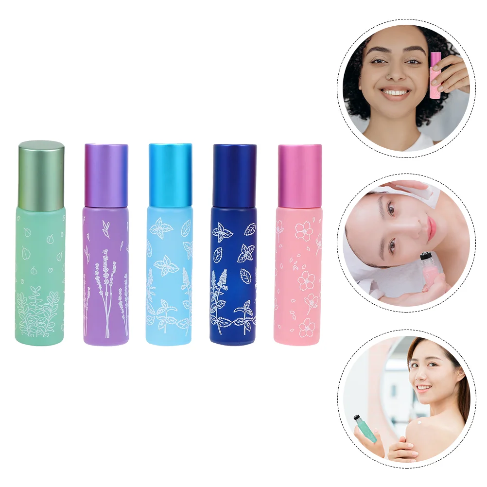 

5Pcs Roller Bottles Roll-On Bottles Cosmetic Sub Bottles Essential Oil Bottles for Camping Travelling Trip