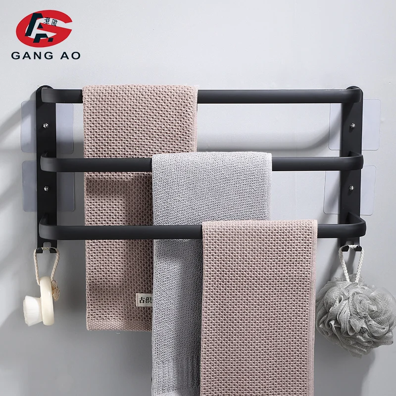 

Punch-free space aluminum towel rack towel bar toile punch nail-free hanging rod bathroom pendant toilet single rod