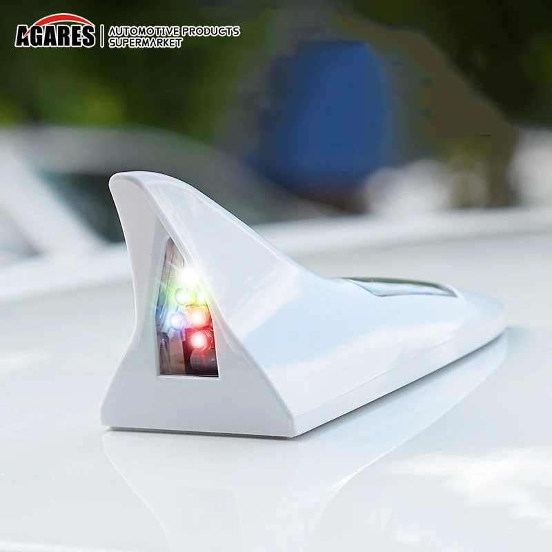 

Car Shark Fin Antenna with Solar Energy LED Light Auto Radio Signal Aerial Roof Anticollision Decoration Lights Car Styling