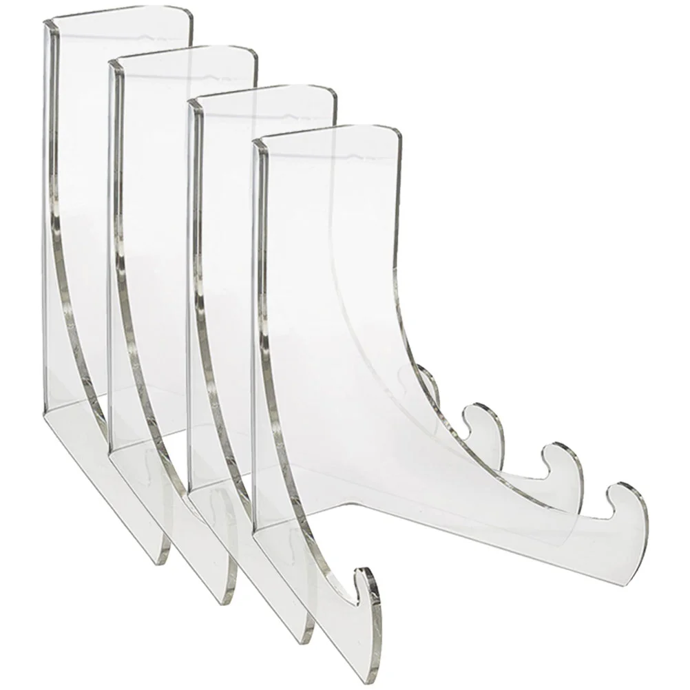 

4 Pcs Mini Easel Stand Transparent Display Picture Holder Stands Plate Rack Book