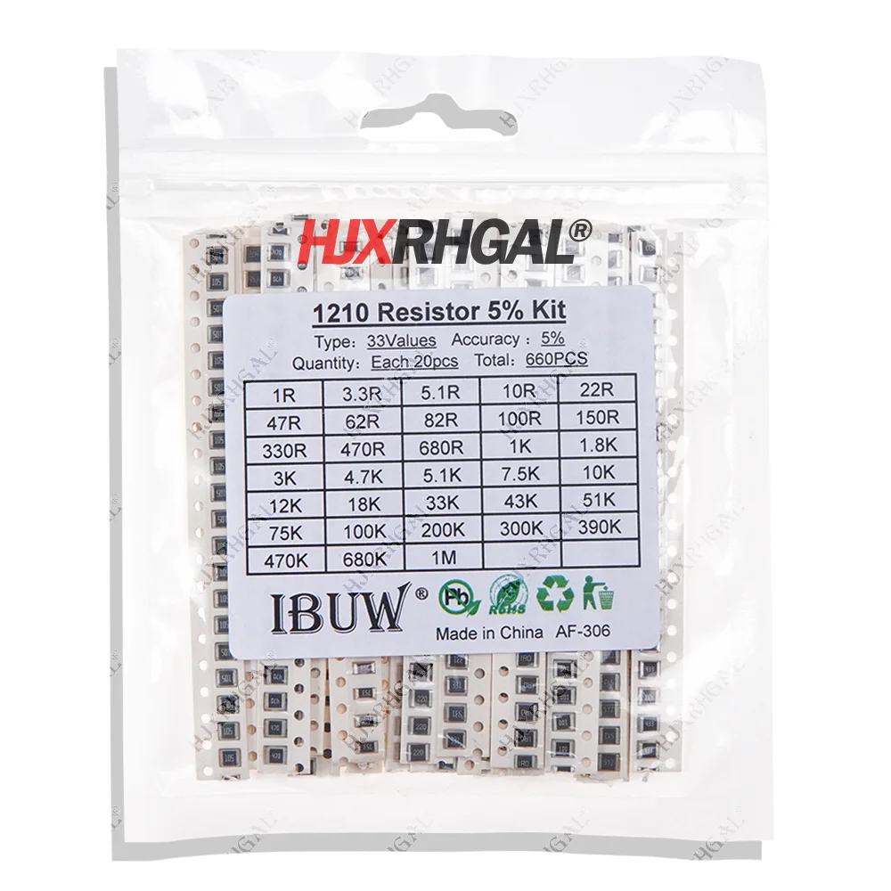 Набор резисторов 1210 SMD ассортимент 1 Ом-1 М Ом hjxrhgal 5% 33 значения x 20 шт