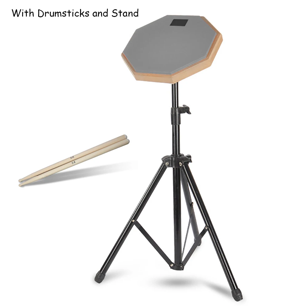 

8 Inch Rubber Wooden Dumb Drum Beginner Practice Training Drum Pad with Stand / Stick for Percussion Instruments Parts