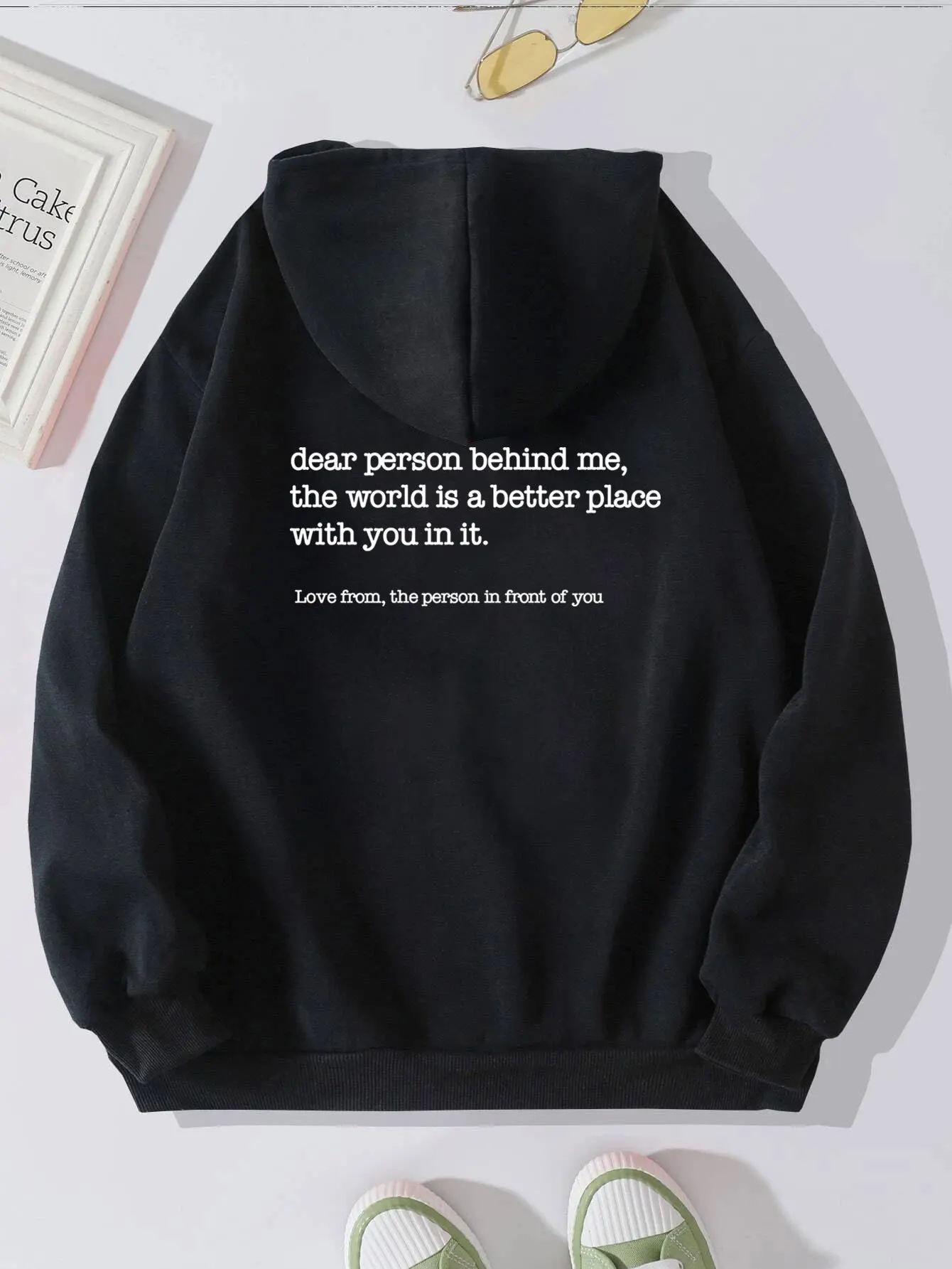 

Foreign trade cross-border Women's brushed hoody slogan letter printed kangaroo pocket drawstring printed hoodie