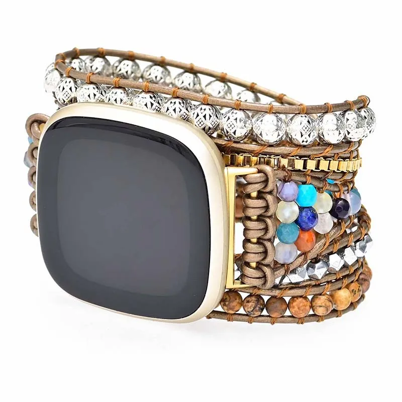 Natural Gemstone Bohemian Strap For Fitbit Versa 1 2 3 Band Watchband Wristband Bracelet For Fitbit Sense Versa Lite Strap