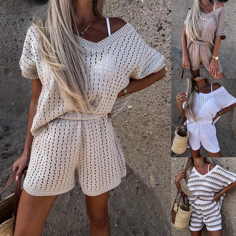 2024 новый летний модный трансграничный вязаный топ в европейском и американском