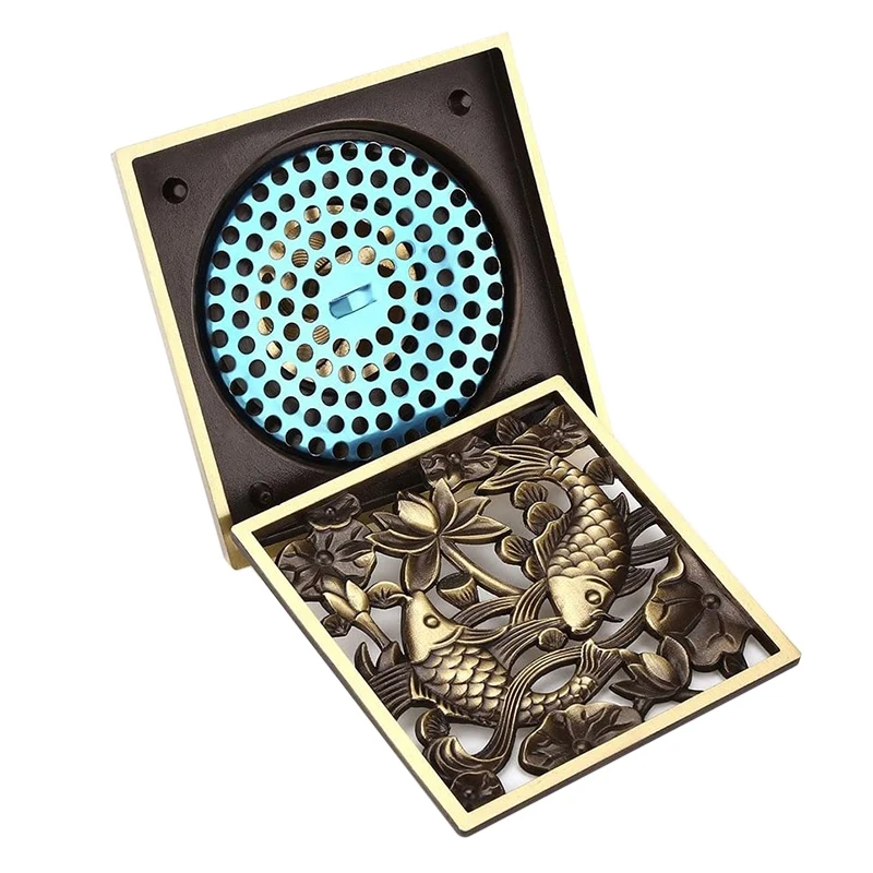 

Square Floor Drain Antique Copper Bathroom Shower Drain European Style Toilet Drain Cleaning Accessories With Filter