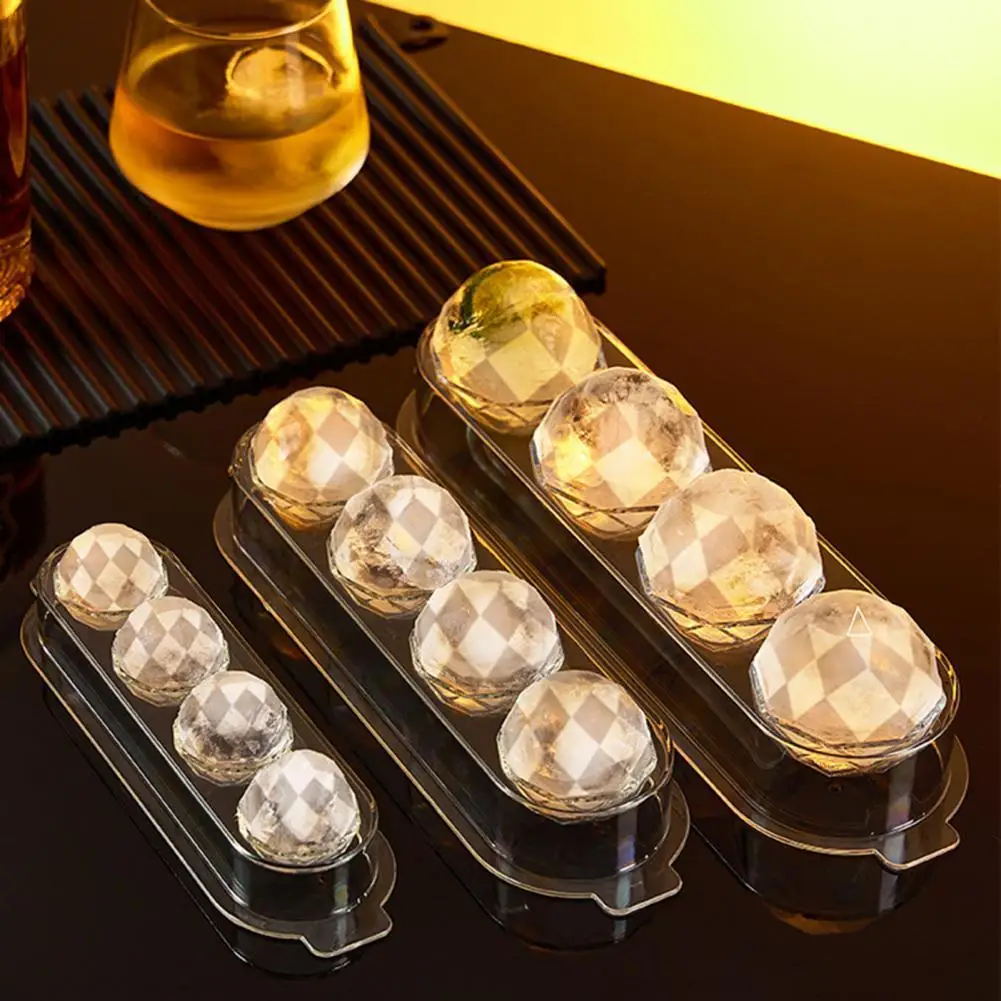 

40%HOT Ice Cube Mold Transparent Food Grade 4 Grids Non-stick Bar Ice BallMaker Kitchen Supplies