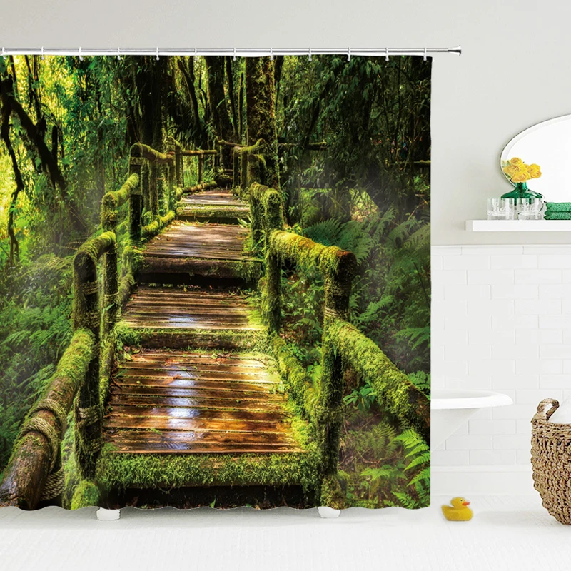 

Natural Scenery Shower Curtains High Quality Waterproof Shower Curtain Tree landscape Bathroom Curtain Polyester Fabric