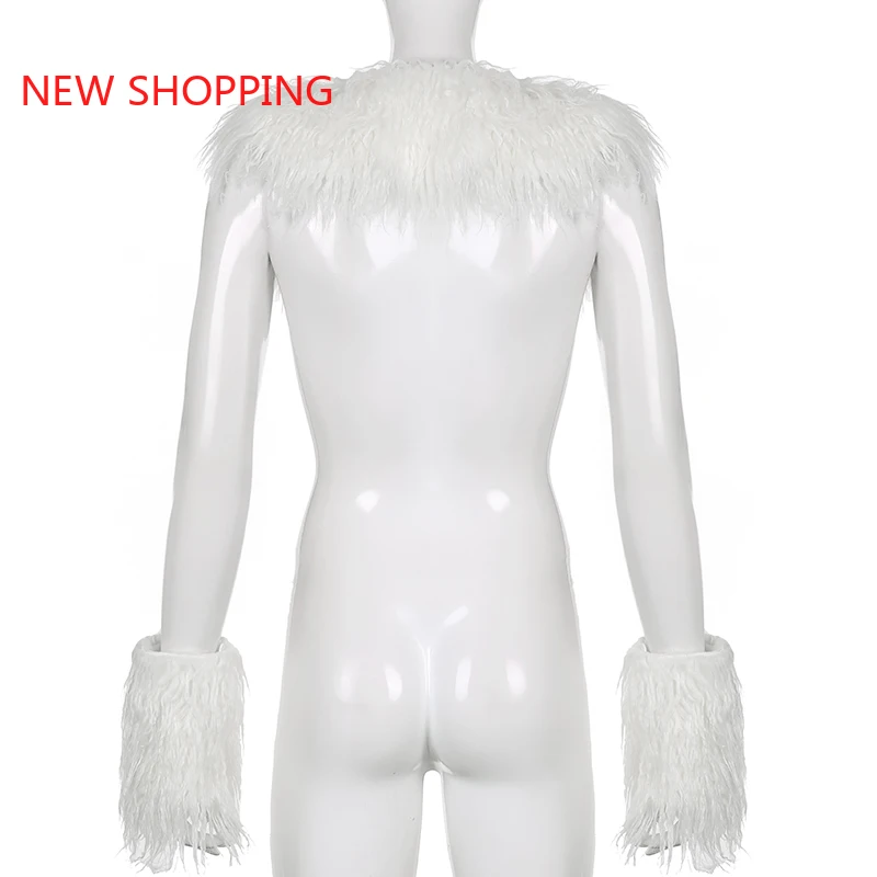 Winter Fall 2021 Fur Collar and Cuffs Cropped Cardigan Sweaters Women Fairy Elegant Fashion Single Breasted Y2K Fairycore Jacket