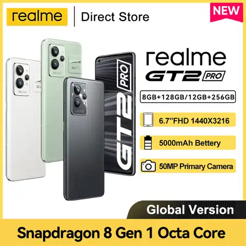 Смартфон глобальная версия realme GT2 Pro, Snapdragon 8 Gen 1, камера SONY IMX766, 6,7 дюйма, 120 Гц, дисплей 2K, 65 Вт, SuperDart, 5000 мАч