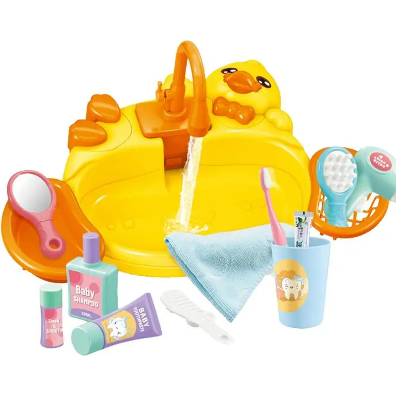 

Play Sink Realistic Wash Basin Toys Bathroom Sink With Automatic Water Cycle System Pretend Role Play Toys For Boys Girls