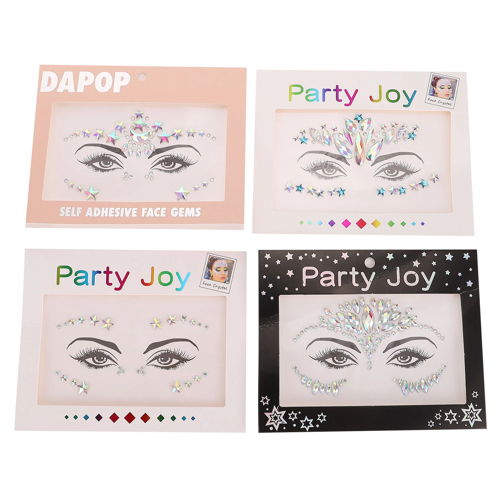 

4 Sheets Glitter Stickers Face Facial Rhinestone Special Effects Eye Jewels Makeup Decors Decal Woman Temporary tattoos