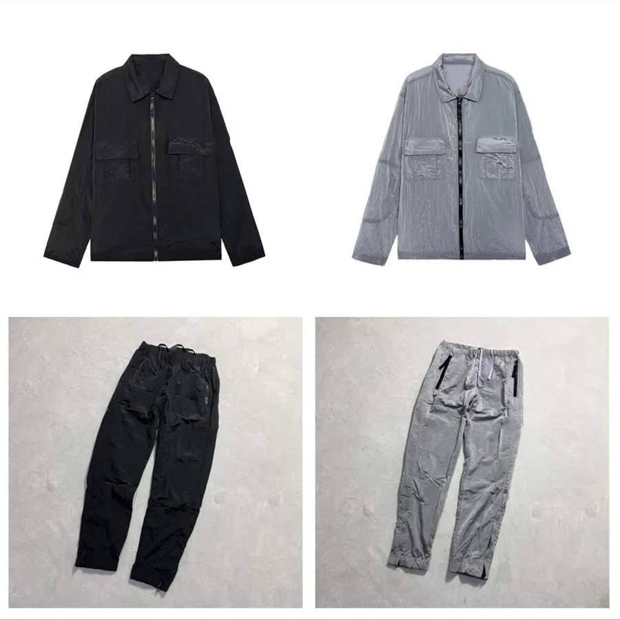 

2022 New Classic Compass Armband Embroidered Metal Nylon Shirt and Pants Men Women Loose Casual Men Sets Jackets Coats