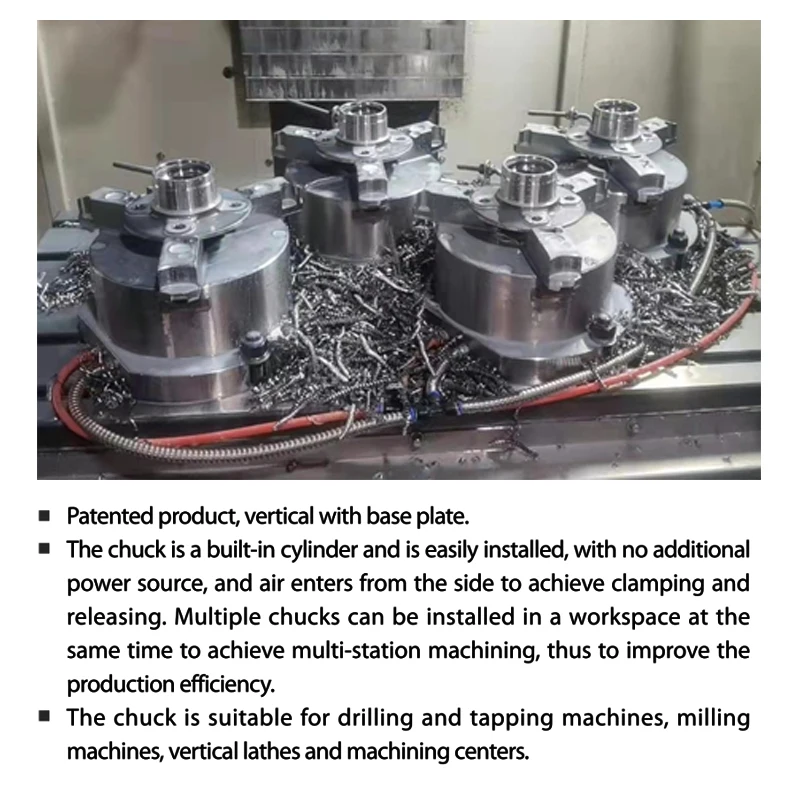 Вертикальный полый пневматический патрон 4/5/6/8/10 дюймов 110/130/160/200/250 мм с силовым