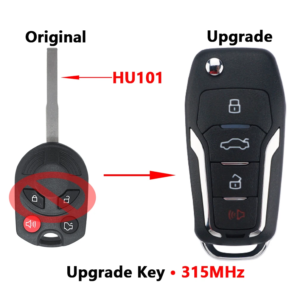 

XNRKEY обновленный раскладной дистанционный ключ 4D63 чип 315 МГц для Ford Escape Focus C-Max, транзитный Автомобильный ключ с HU101 Blade FCC: OUCD6000022