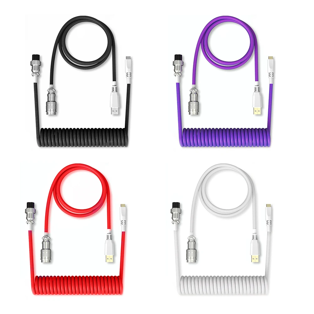 

Coiling Mechanical Keyboard Aviation Connector Type-C USB Keyboard Type C Cable PC Keyboard Coiled Aviator Spring Wire 1.8m